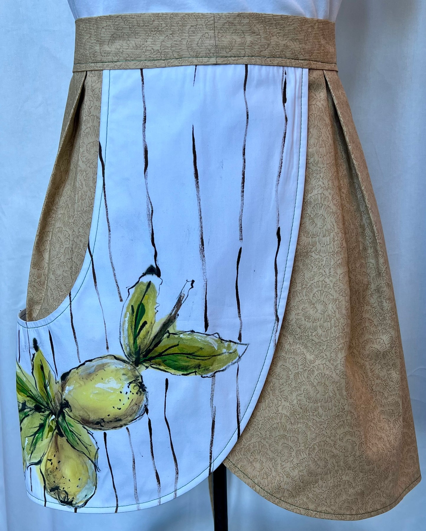 Petal Apron- hand painted pears