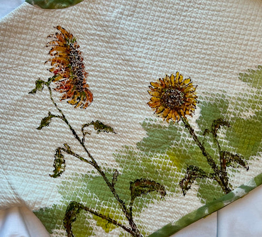 Custom one of a kind quilted hand painted sunflower jacket