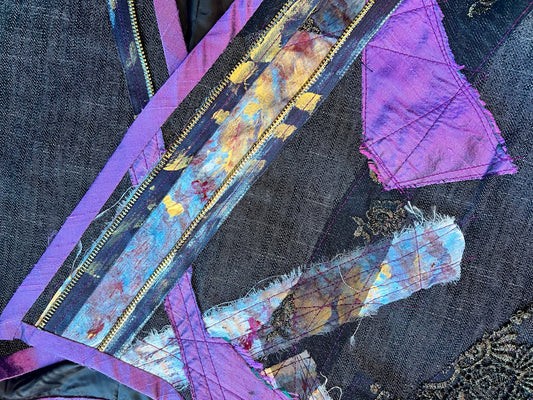 Custom- One of a kind Denim and silk jacket