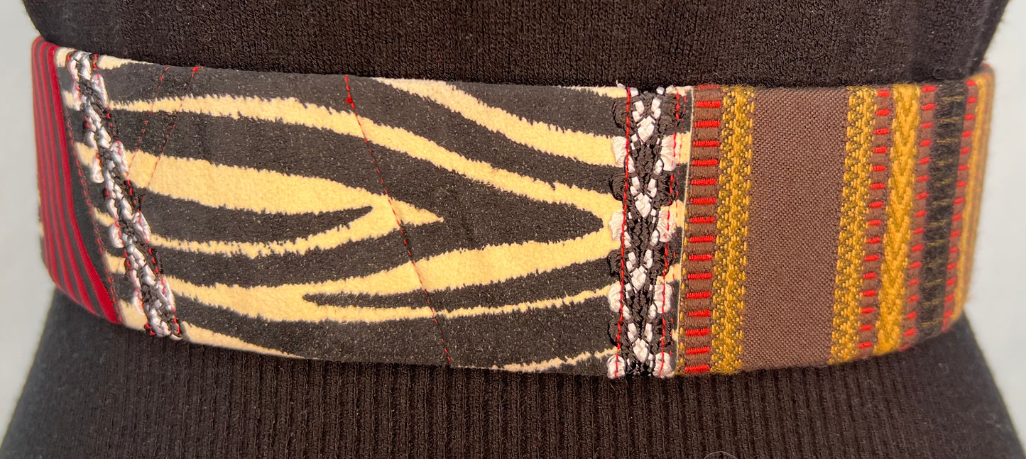 Ultrasuede, black and red Zebra belt