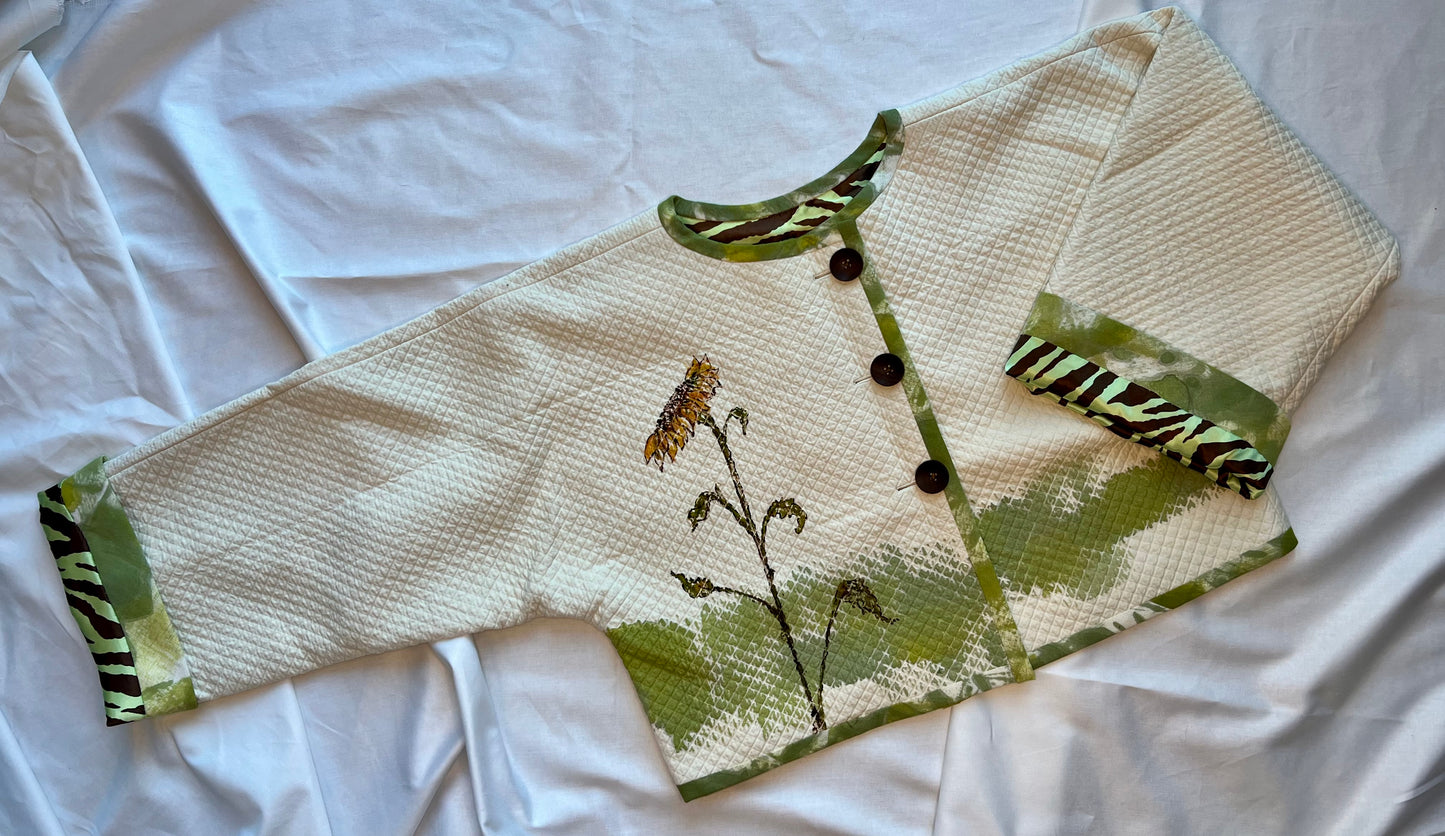 Custom one of a kind quilted hand painted sunflower jacket