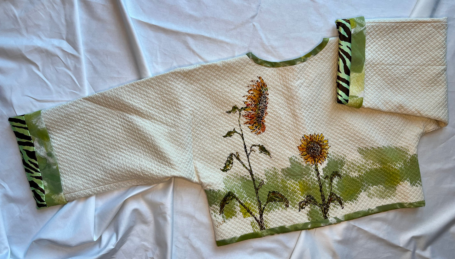Custom one of a kind quilted hand painted sunflower jacket