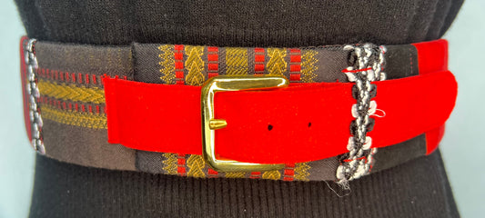 Ultrasuede, black and red Zebra belt