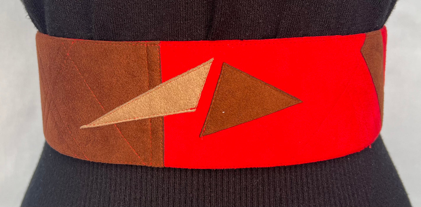 Ultrasuede chocolate brown and red belt